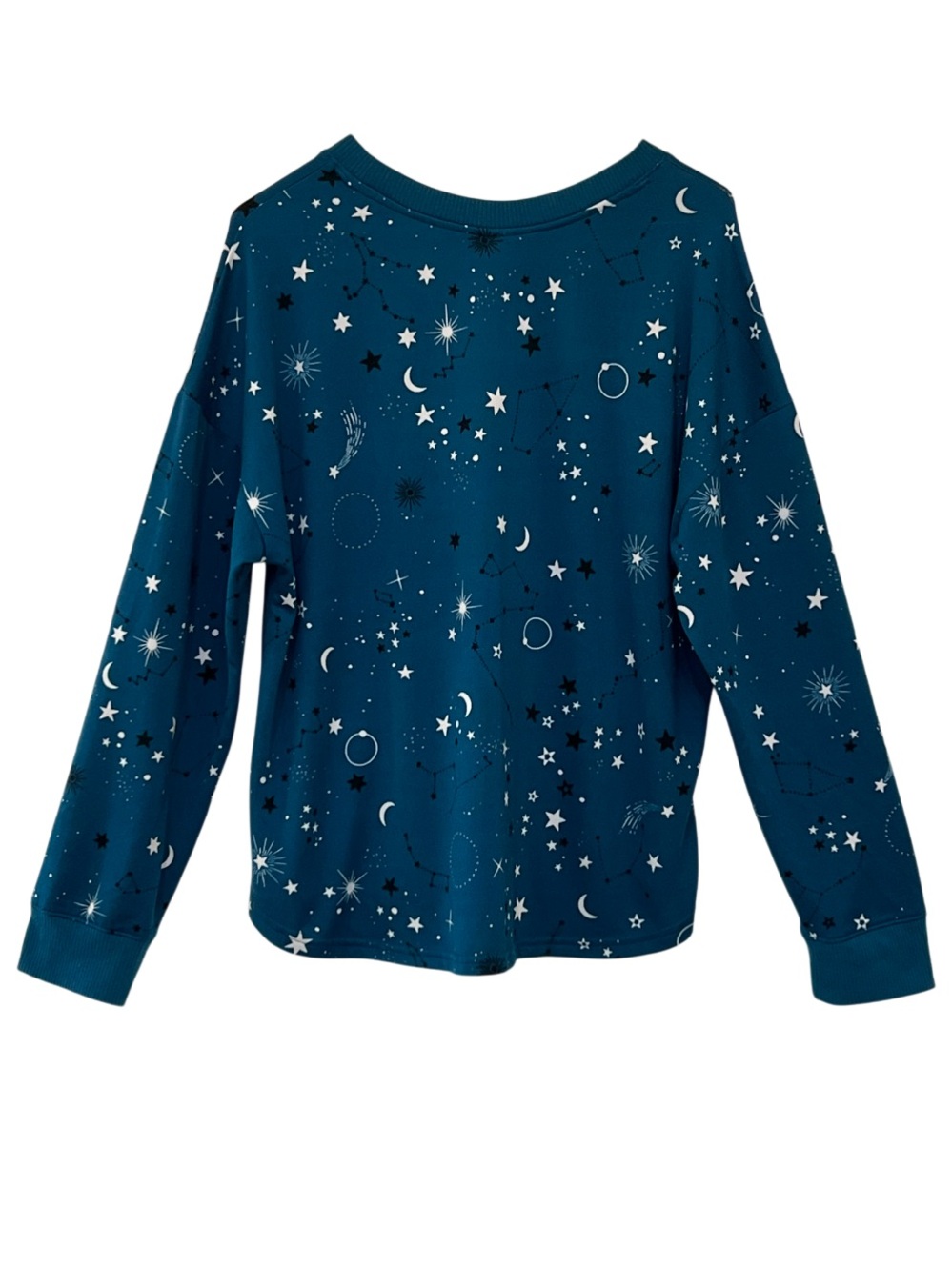 Joyspun Celestial Stars & Moon Brushed Hacci Pajama Set XL Astro Teal Blue - Picture 5 of 9